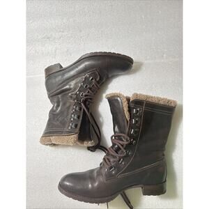 N.D.C 'WHITESTAR R' CUSNA BOOTIE BROWN LEATHER COMBAT BOOTS EU 38 US 8 Sherpa